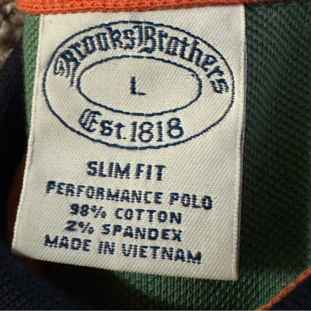Brooks Brothers Rugby Polo Shirt Mens L Slim Fit Color Block Crest Long Sleeve